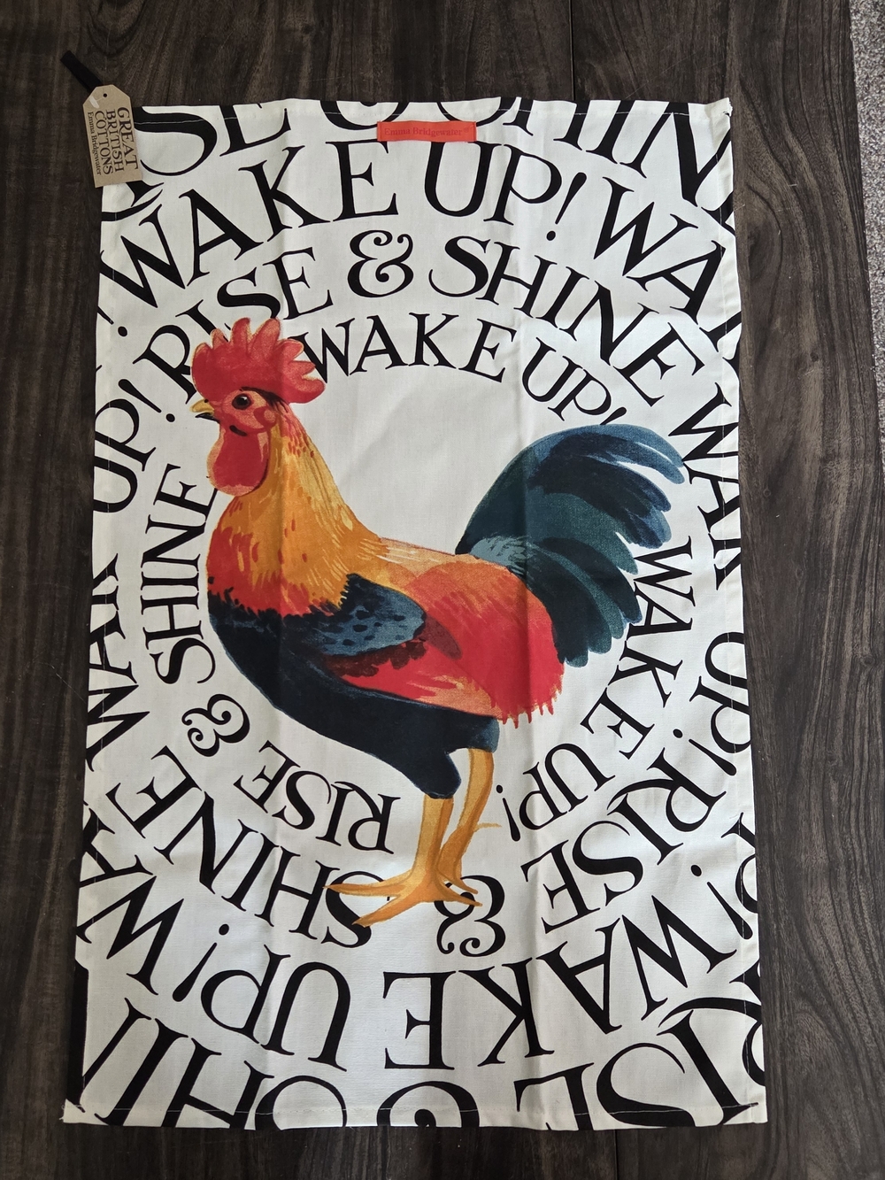Emma Bridgewater RARE Kitchen Towel - Rise and Shine, Wake Up! With Rooster NWT